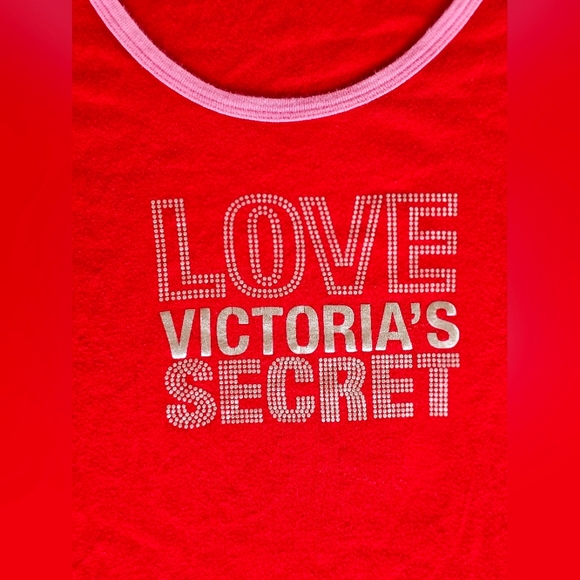 Vintage RARE Victoria's Secret Longsleeve Red Nightgown Dress Top Silver Graphic - Picture 6 of 8